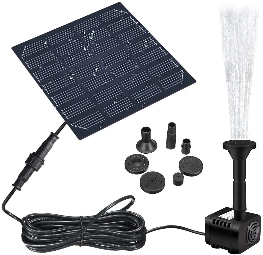 

Outdoor Solar Water Fountain Pump, 1.4w 200L/H solar pond pump water fountain for garden pool aquarium, Black