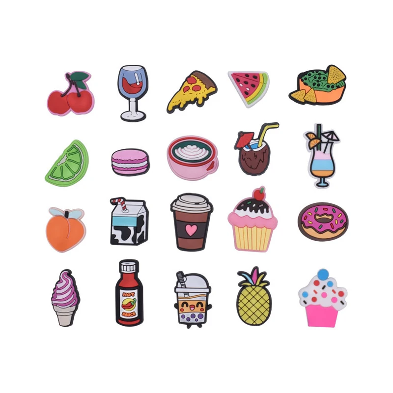 

Popular Cartoon Coffee Shoe Charms Brand Coffee Cup Croc Charms Beverage Drinks For Shoe Decorations