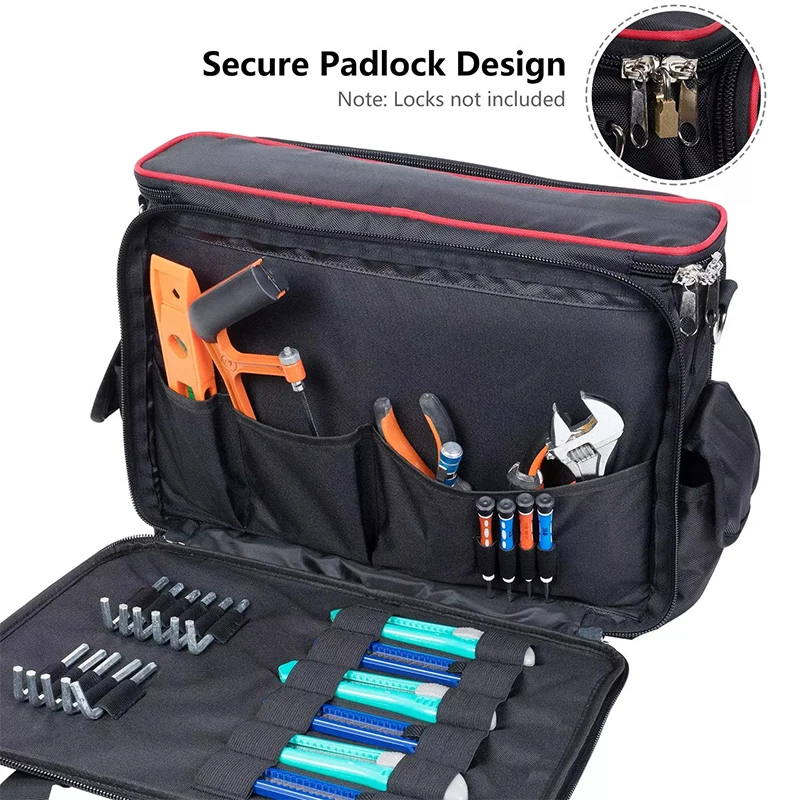 Large Capacity Electrician Tool Bag Wide Open Mouth Shoulder Storage