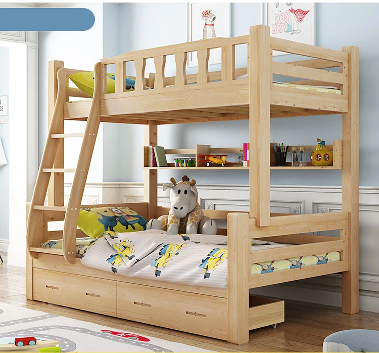 Adult Twin Over Full Wooden Bunk Bed For 3 People Children Bunk Double