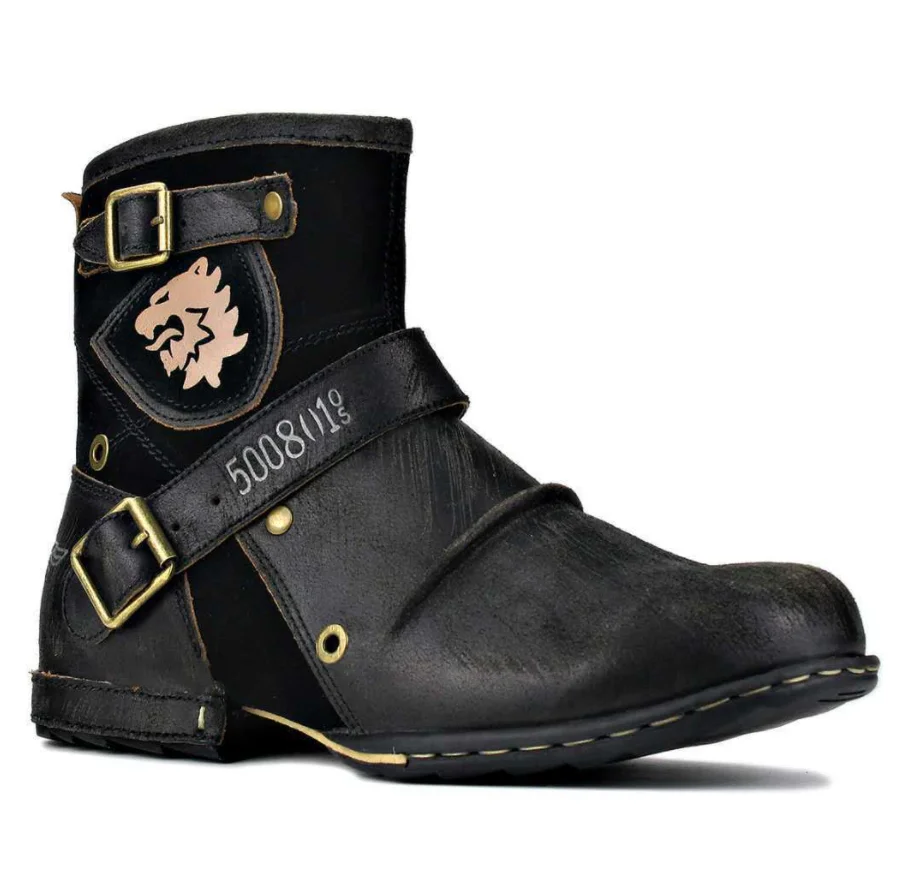 

2021 foreign trade new round-head European and American Retro Men's leather boots men's shoes