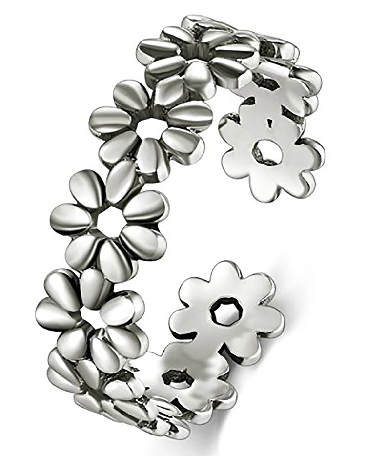 

925 Sterling Silver Toe Ring, Daisy Flower Hawaiian Adjustable Band Ring, Benefiting The American Red Cross