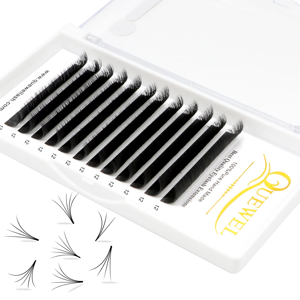 

Quewel Brand Easy Fanning Eyelashes Top Quality Easy Blooming Eyelash Extension 0.03 0.05 0.07 For Beauty, Black