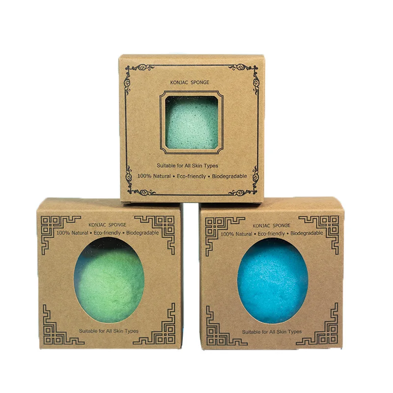 

1-28-8 face organic cleaning konjac sponge set, Multipal colors