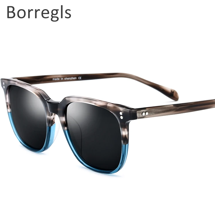 

Borregls Acetate Polarized Sunglasses Men Fashion Vintage Square Sun Glasses for Women T19114