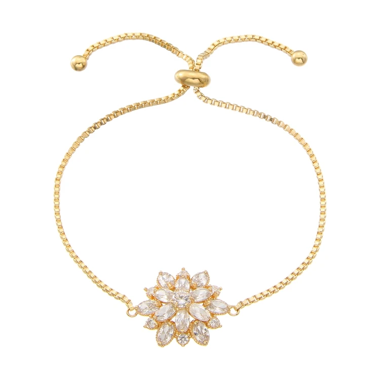 

New Romantic Flower Gold Bracelet Women Charm Bracelet Fashion Shiny Jewelry
