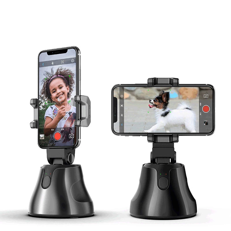 

hot selling new design selfie 360 rotation auto face object tracking smart phone holder, Black/white