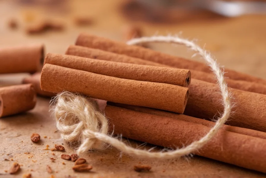Close-up comparison of Ceylon cinnamon sticks versus Cassia cinnamon sticks showing their visual differences