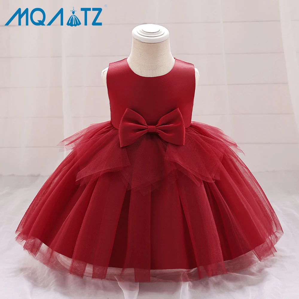 

MQATZ New Arrivals Girl Layered Evening Wedding Dress Bow Dress Sleeveless Girl Luxury Dresses For Baby Gowns