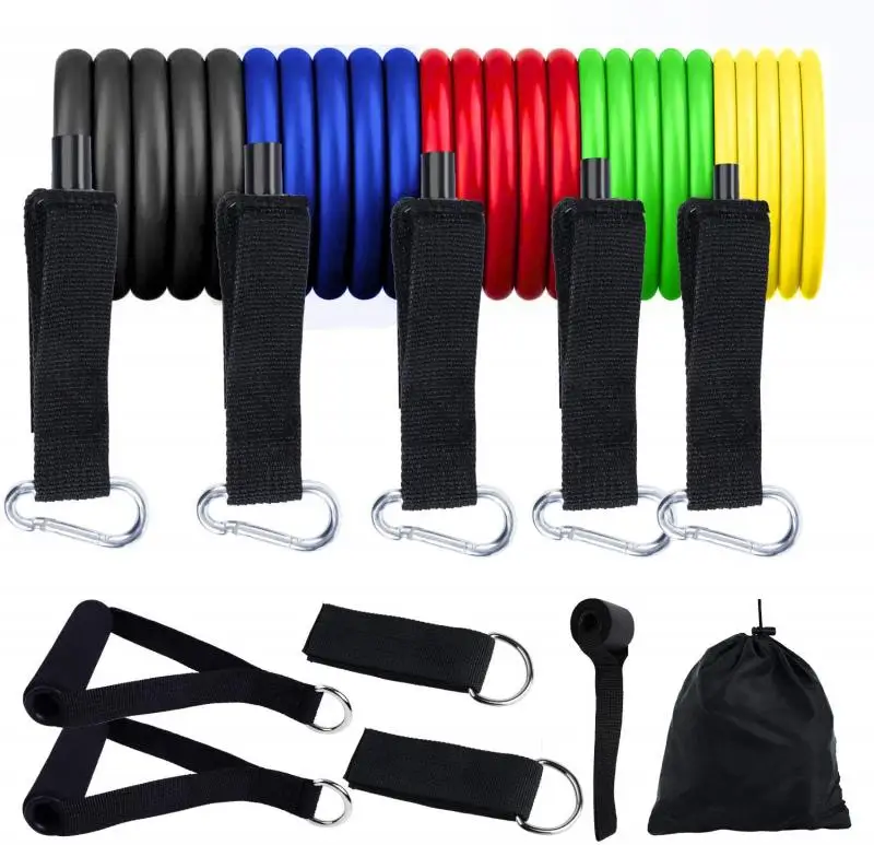 

High Quality TPE Material Gym Pull Up Workout Fitness 11 Pcs Resistance Bands Set, Red/white/blue/yellow/black