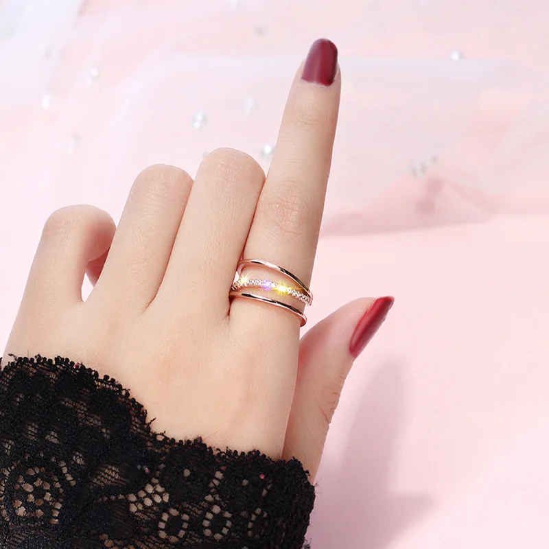 

2021 trendy crystal adjustable new design luxury finger rings