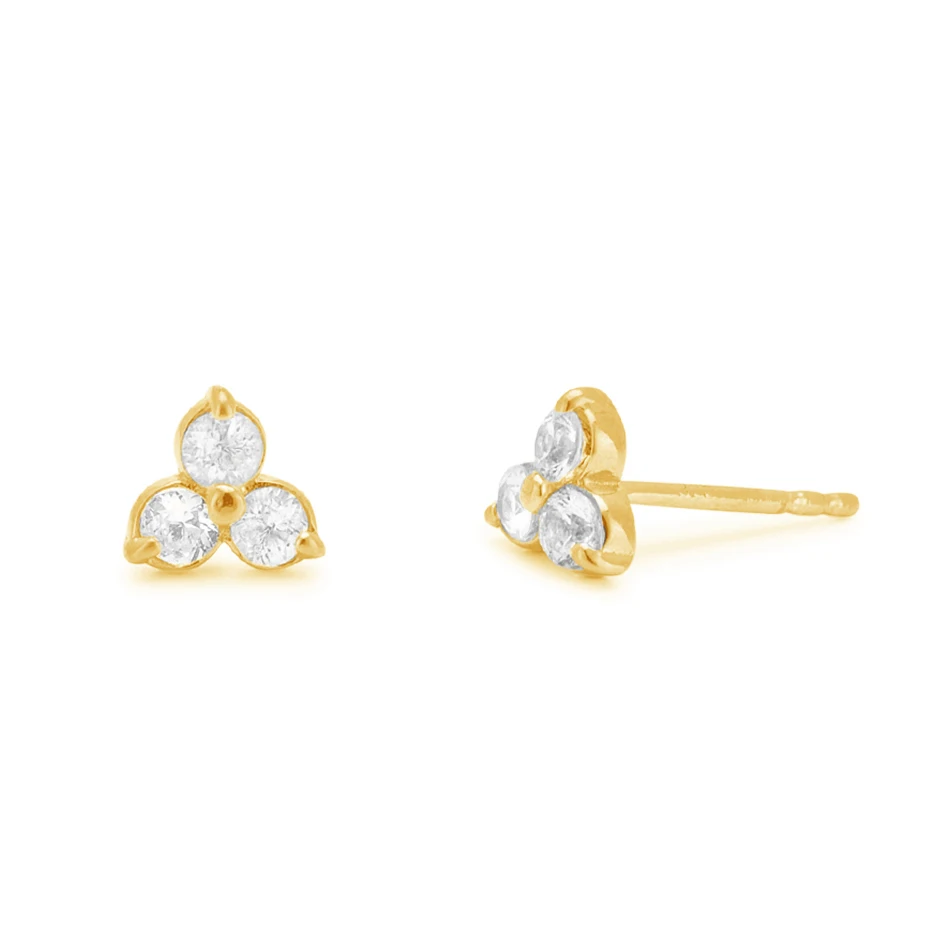 

wholesale fashion 18k gold plated jewelry dainty 925 sterling silver cubic zircon lotus flower stud earrings