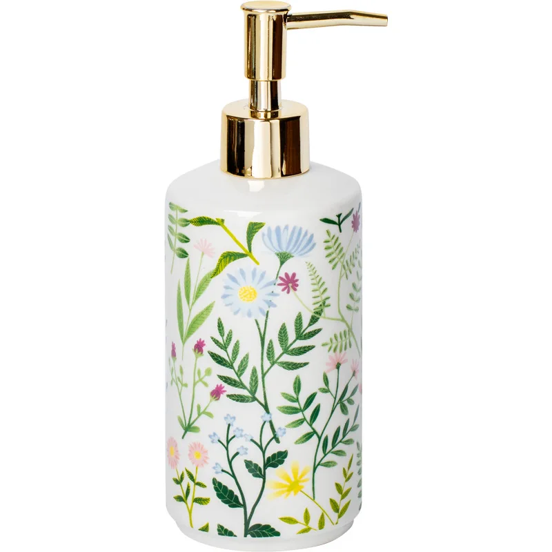 

American Five-Star Hotel Warm Decoration Flower Pattern Pressing Empty Bottle For Bathroom