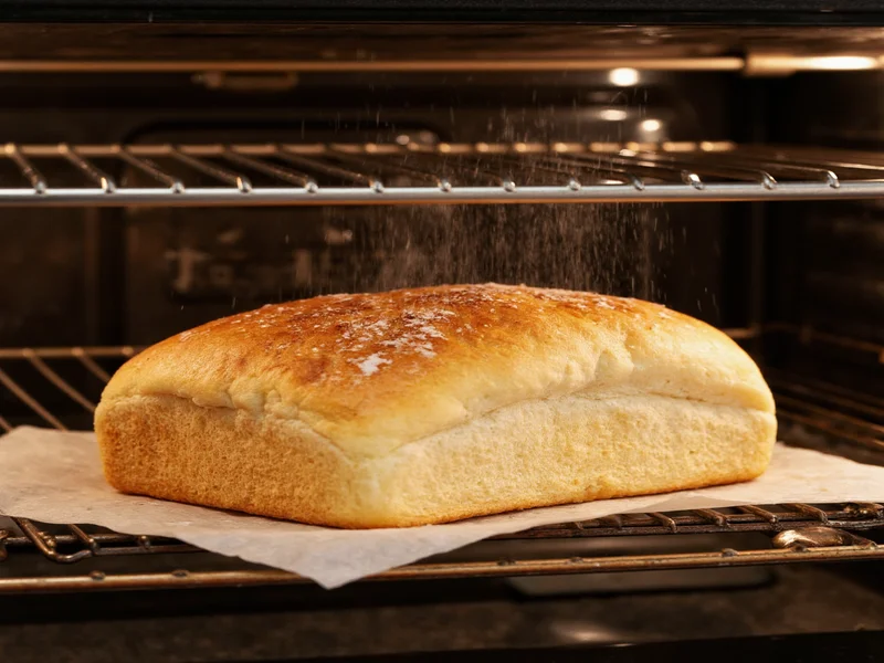 Reviving stale bread in oven with water spritz technique