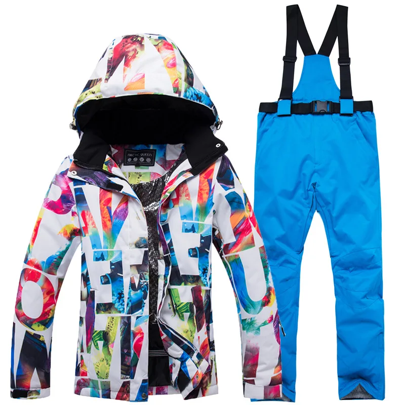 

New Fashion Women's Waterproof Ski Jackets Set Colorful Snowboard Jacket and Pants Snow Suit Women Winter Outdoor Ski Apparel, Match 4 style jacket to 7 style pants