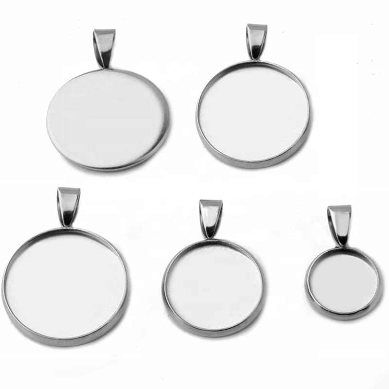 

Stainless Steel Metal Pendant Blank Settings Base Bezel Trays Fit 6/8/10/12/14/16/18/20/20/25 mm Cabochon Glass Jewelry Making