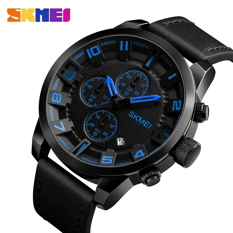 

SKMEI 1309 Casual wholesale Genuine leather wrist watches men water resistance