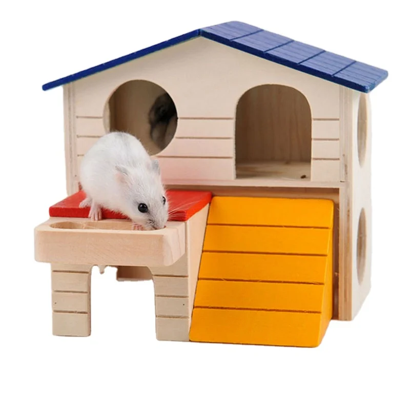 

Cute Small Animal Pet Hamster Wooden house Cage Dual Layer Foldable Villa For Parrot Ferret Rabbit Squirrel Guinea Pig Mouse Toy