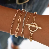 

2019 wholesale fashion jewelry bracelets gold chunky chain punk diamond bracelet for women