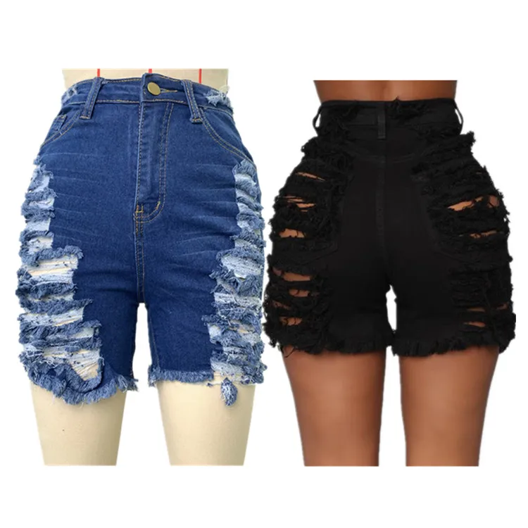 

WY-7103 Ripped Shorts Women'S High Waist Fashion Ripped Denim Shorts