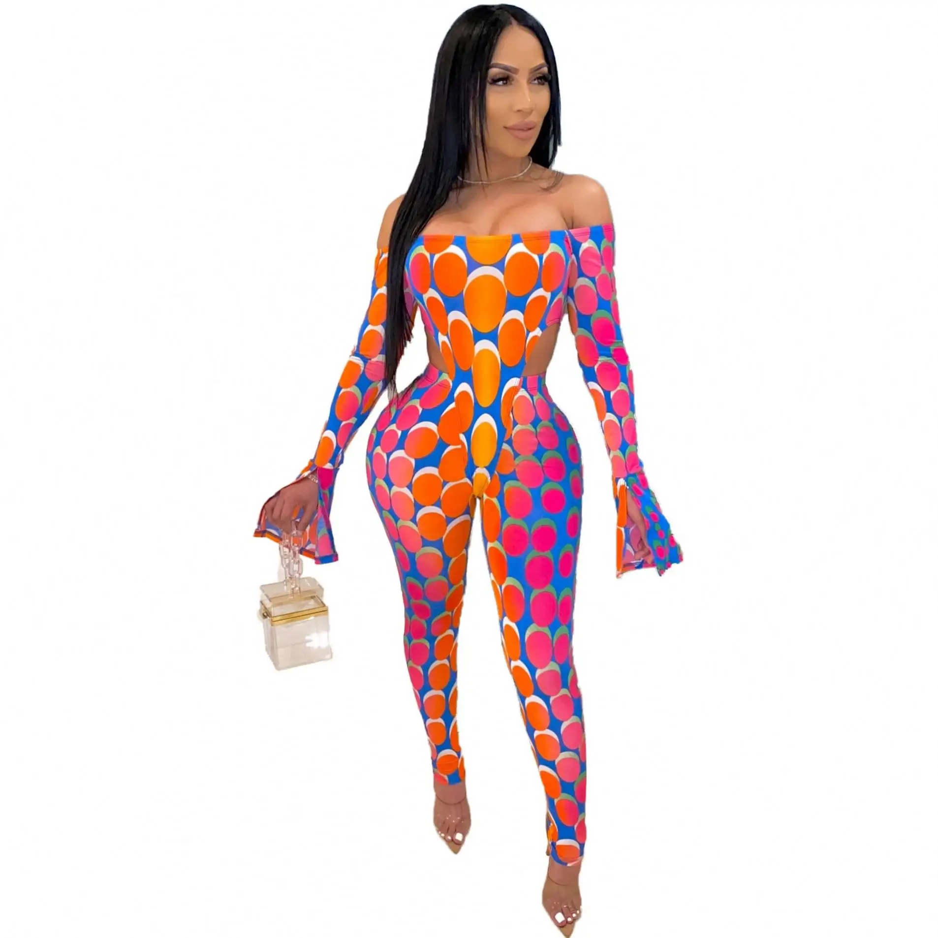 

Women's pants women's long sleeve long-legged jumpsuit with alligator skin pattern jumpsuit suit fashion jumpsuit
