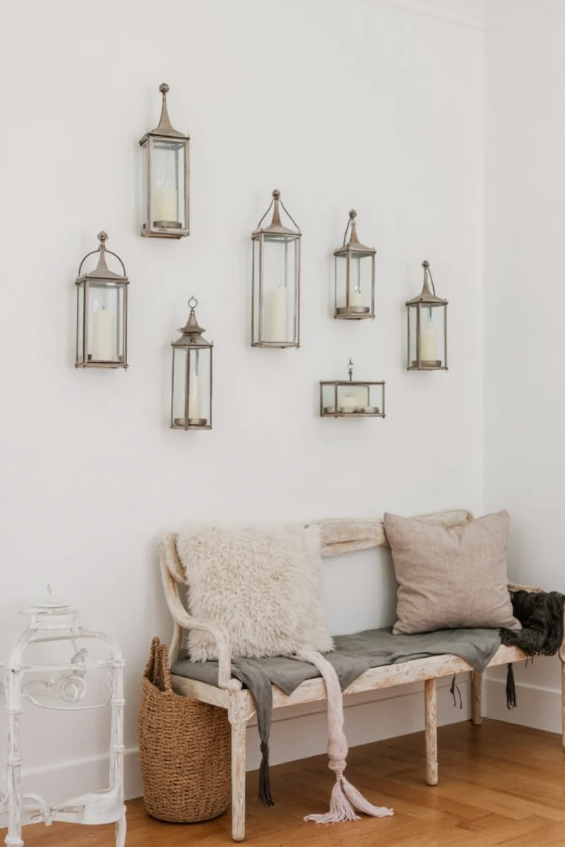 Wall candle lantern in a living room with kids