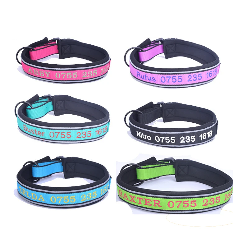 

Hot Selling Trendy Personalized Nylon Dog Collar Custom Logo Pet ID Name Collar