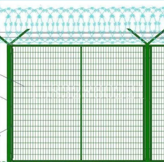 

Hot Sales Security Airport Electric Prison Fences With Square Post Y-pillar guardrail, Dark green