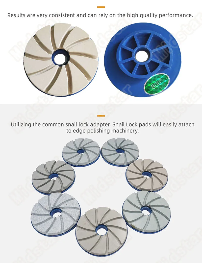 Diamond Spiral Shape Resin Snail Lock Edge Polishing Pad Chamfering Wheel For Granite Marble