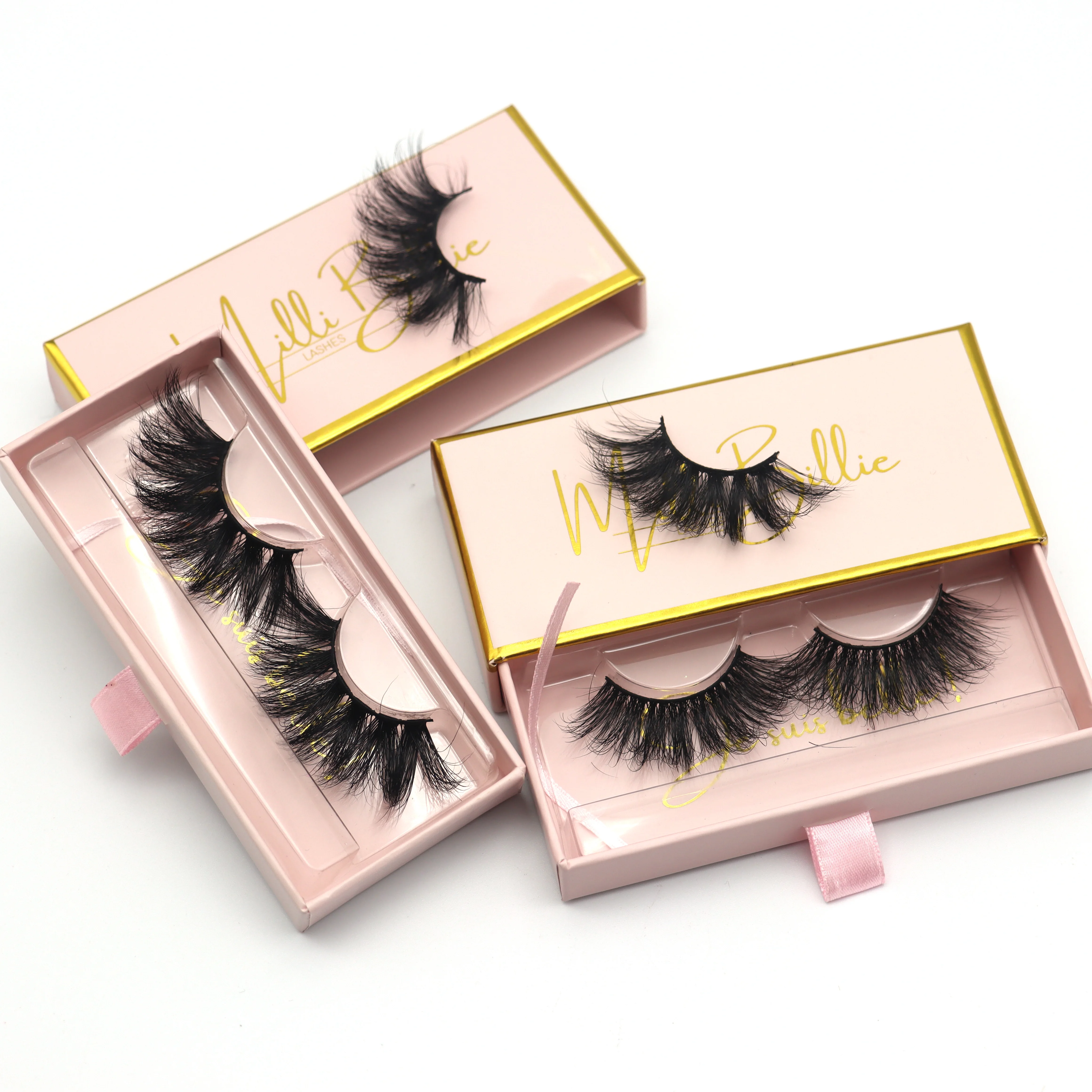 

Customized Packing Handmade Real Wispy Fluffy 25mm 5d Mink Eyelash Wholesale Mink Strip Eyelashes Russian Volume Strip Lashes