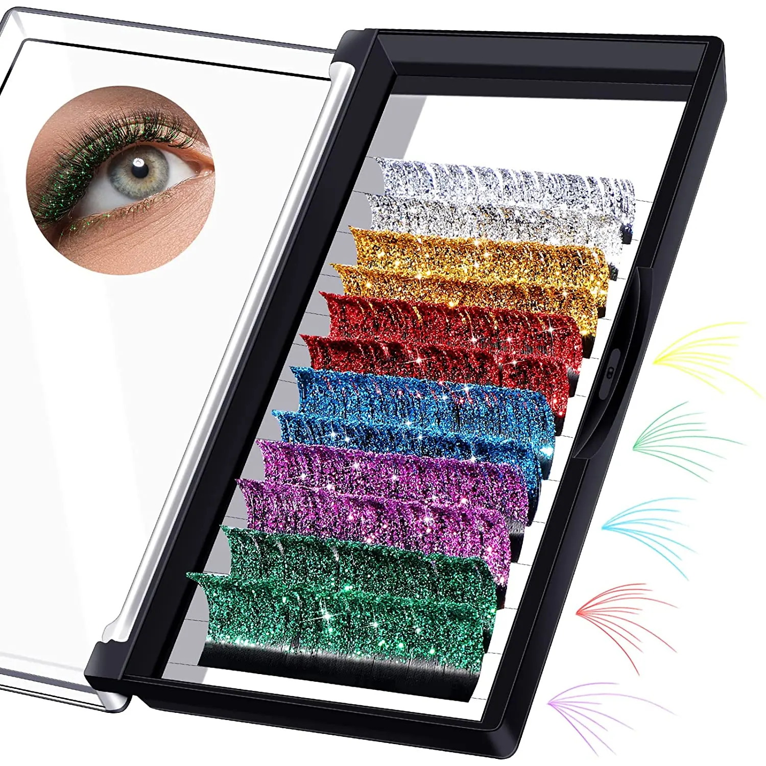 

Factory Directly Sale Premium Glitter Rainbow Color Individual Eyelash Extension Wholesale Private Label OEM ODM