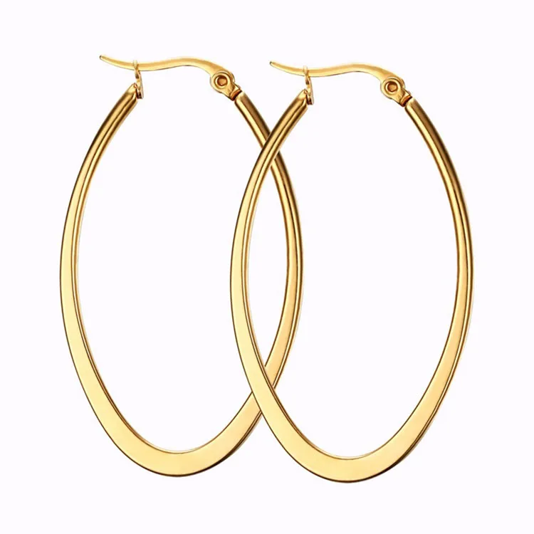

Fashion high polished large gold circle stainless steel hoop earrings women, Picture