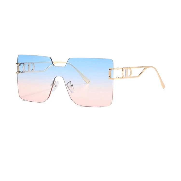 

2020 newest Square One Piece oversized Frame Metal Sunglasses large personalized designer UV400 sunglasses