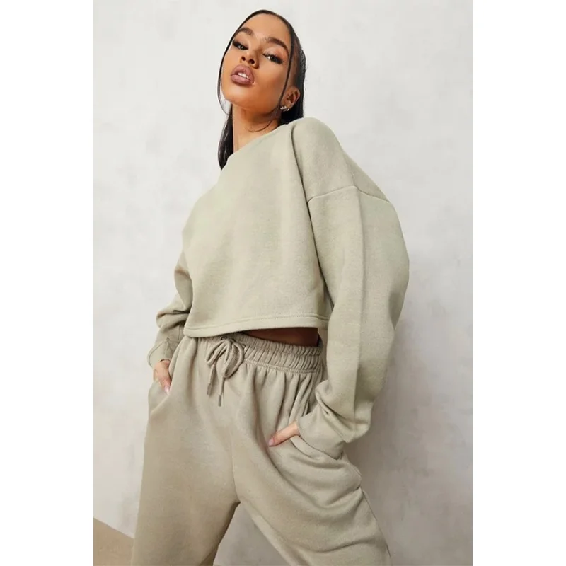 

2021 wholesale 2 piece set women clothing solid colors hoodie sweatshirt and sweatpants set causal jogger set, Customized colors