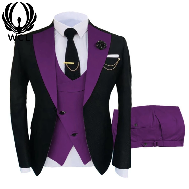 

Wholesale Korean Summer New Custom Tuxedo Blazer Para Hombre 3PC Wedding Suit Sets For Men