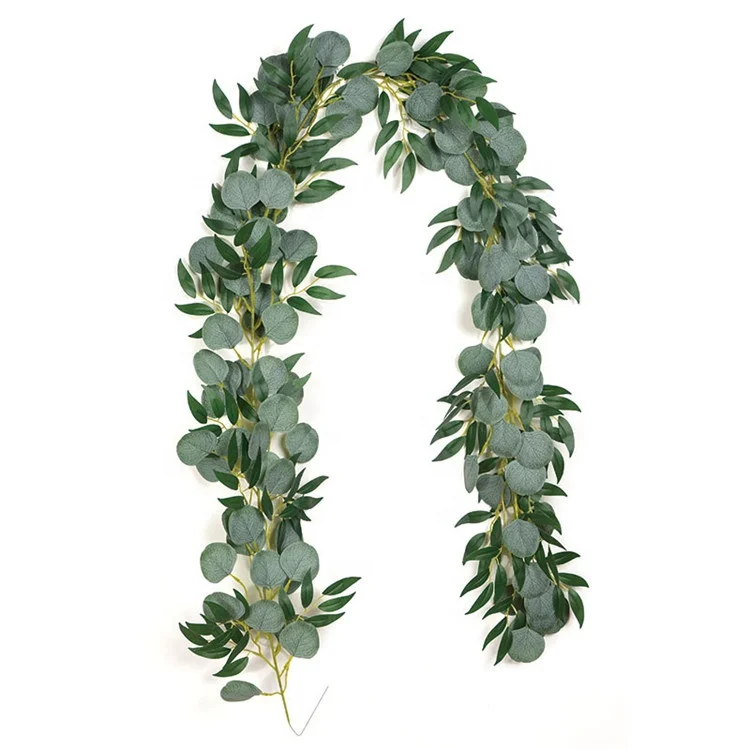 

V-3305 Wholesale  Artificial Willow Leaves Eucalyptus Garland For Sale, Green