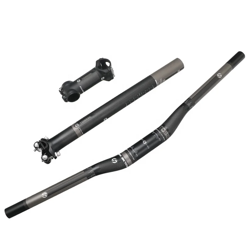 

Carbon Fiber Mountain Bike Flat/Rise Handlebar + Stem + Seatpost