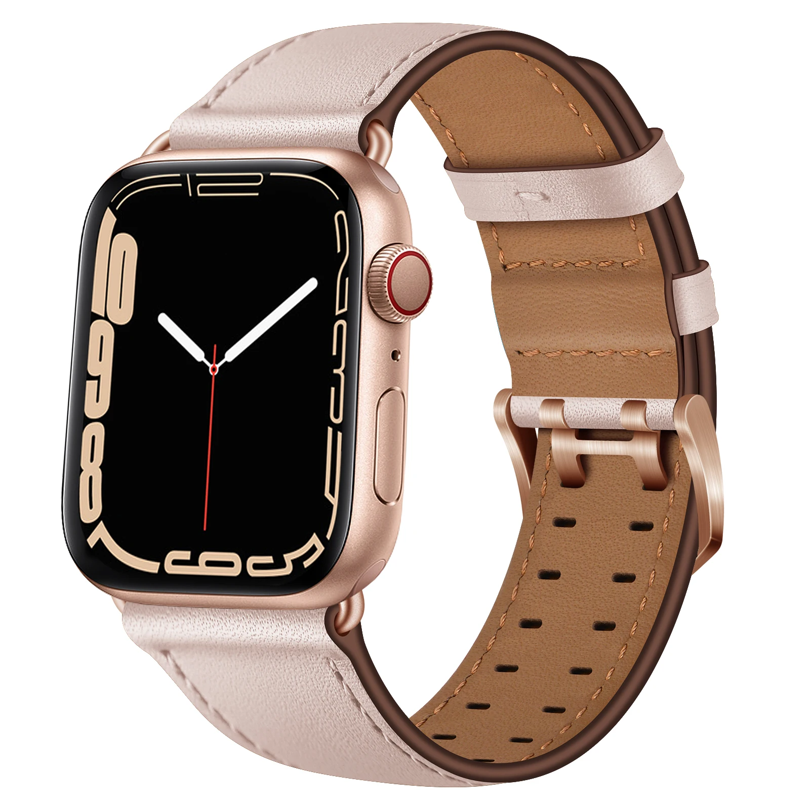 

Double Row Hole Leather Straps for Apple Watch Band 38mm 40mm 41mm 45mm Watch Belts Bracelet for Iwatch 7