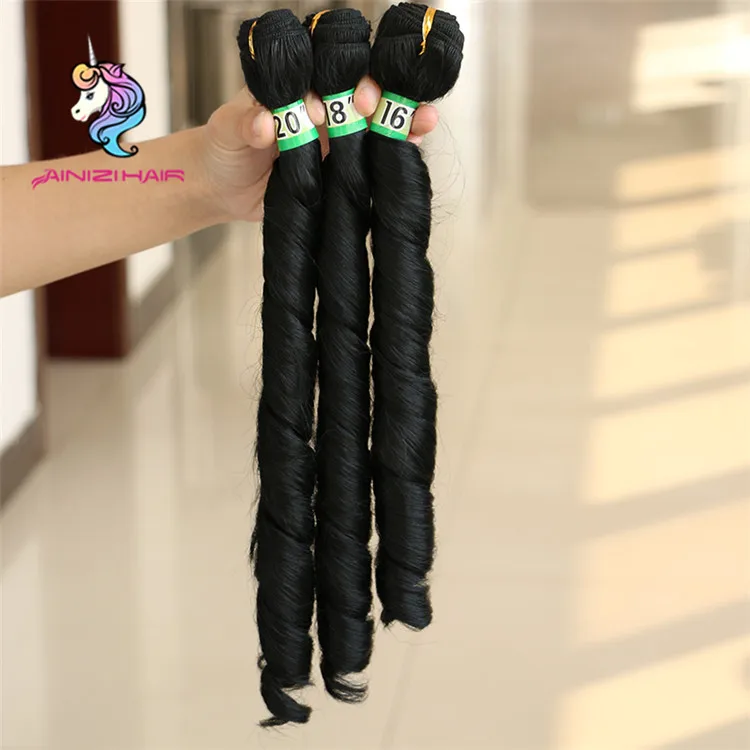 

Ainizi spring curly style synthetic hair weave bundles 16'' 18'' 20'' length and 9 solid color available