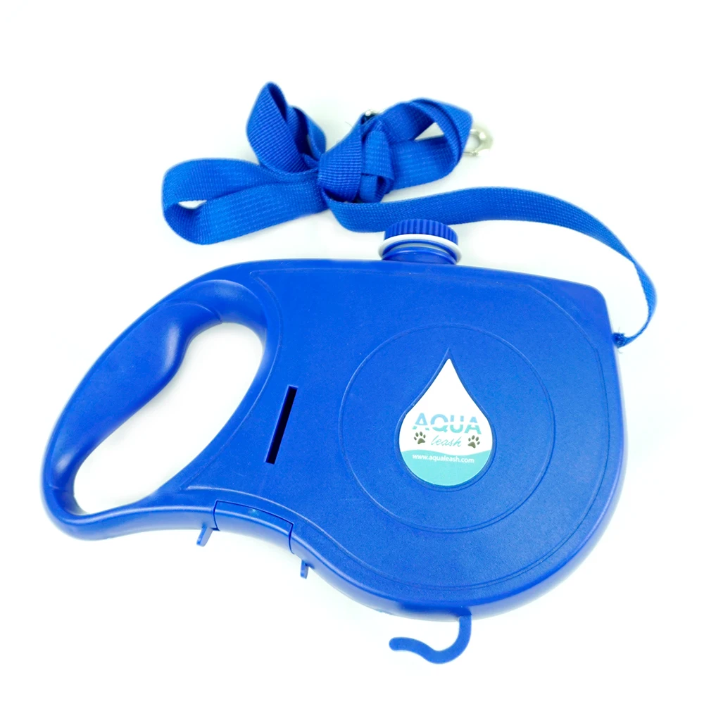 

Multi Purpose Retractable Poop Bag Water Bottle Fold Bowl Dog Leash, Black blue red