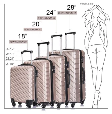 

Free shipping for Distric 6 area from US within 24hours Rose Gold Optional color Trolley Spinner 4 Pcs Luggage Set