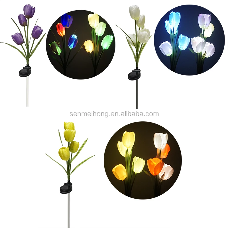 4 LED Flower Buds Solar Lily / Rose / Tulip / Daffodil Flower Light Outdoor Garden Lights Lawn Pathway Lights
