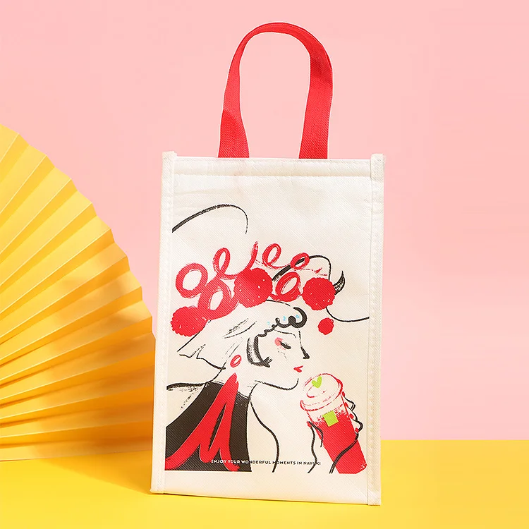 

Eco Friendly Thermal Food Bags  Milk Tea Double Cups Bottle Insulated Cooler Bag, Customized color