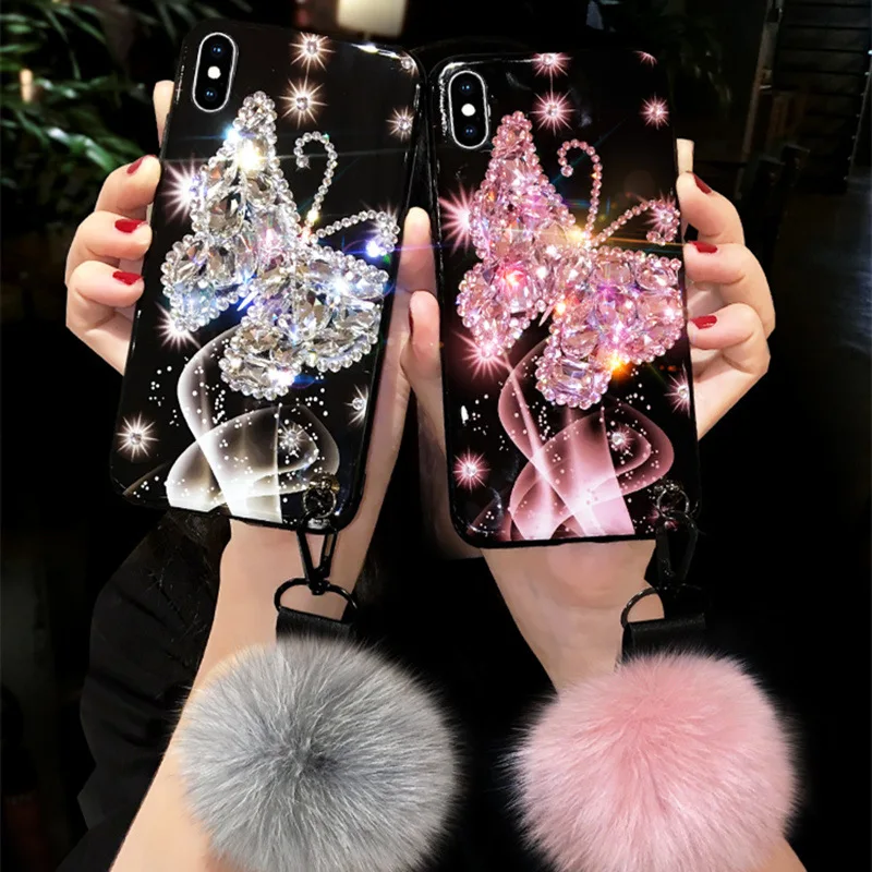

For iPhone 11 PRO XS MAX Fashion Butterfly Diamond Luxury Cell Phone Case,FOR iPhone 12 Wholesale Shockproof Phone Case Bling
