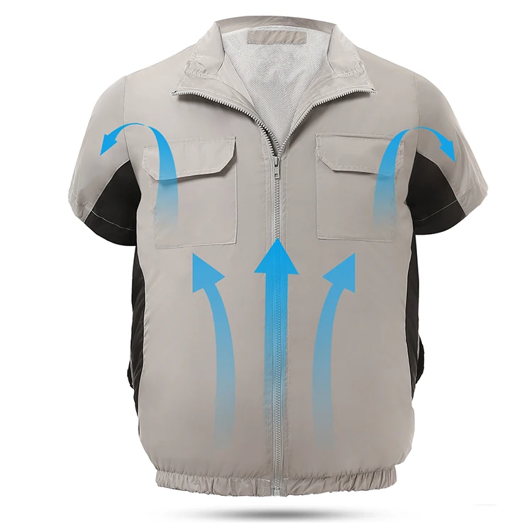 

Electrical Fan Cooling 100% Cotton Jacket UV Protection T-Shirt For Hot Summer
