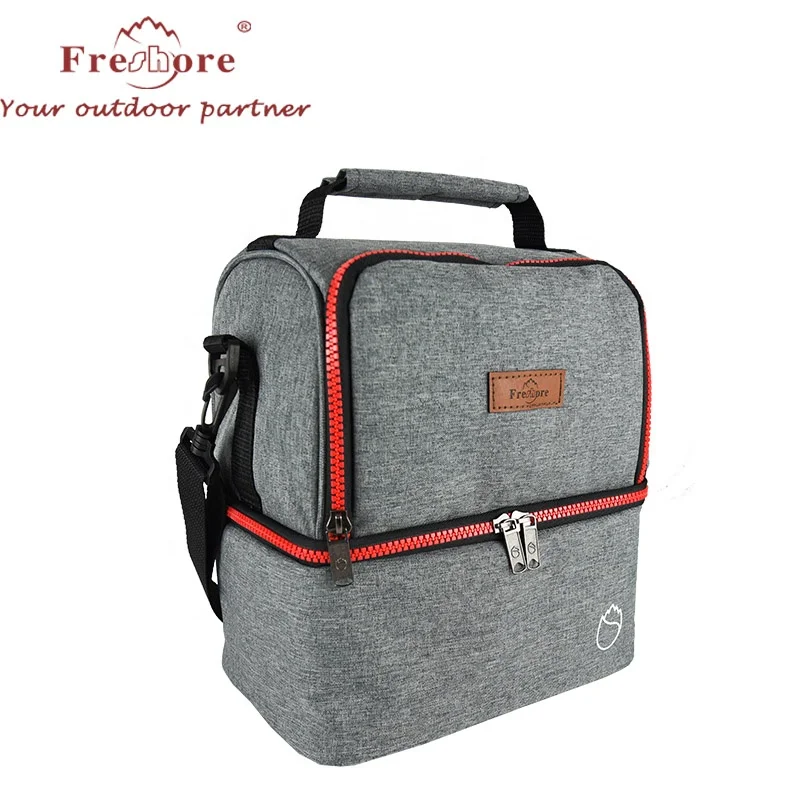 

12 Cans Double Deck Insulated Lunch Cooler Bag Reusable Lunch Bag with Shoulder Strap and Handle for Work, School, Customized color