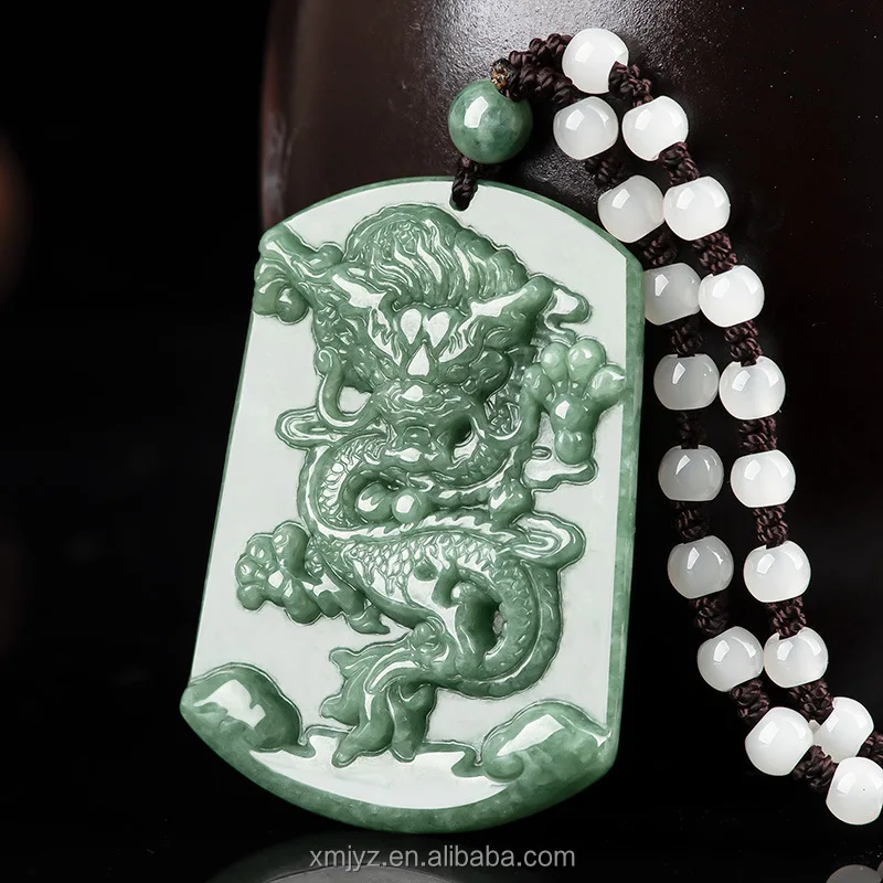 

Certified Grade A Natural Jade Bean Seed Domineering Dragon Brand Jade Pendant Zodiac Dragon Pendant For Men And Women