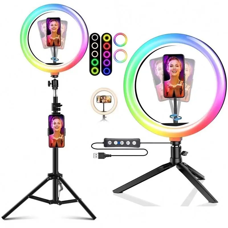 

Table top ring light Selfie Ring Light with Stand & Phone Holder for Live Stream/Makeup Dimmable Led Camera Beauty Ringlight