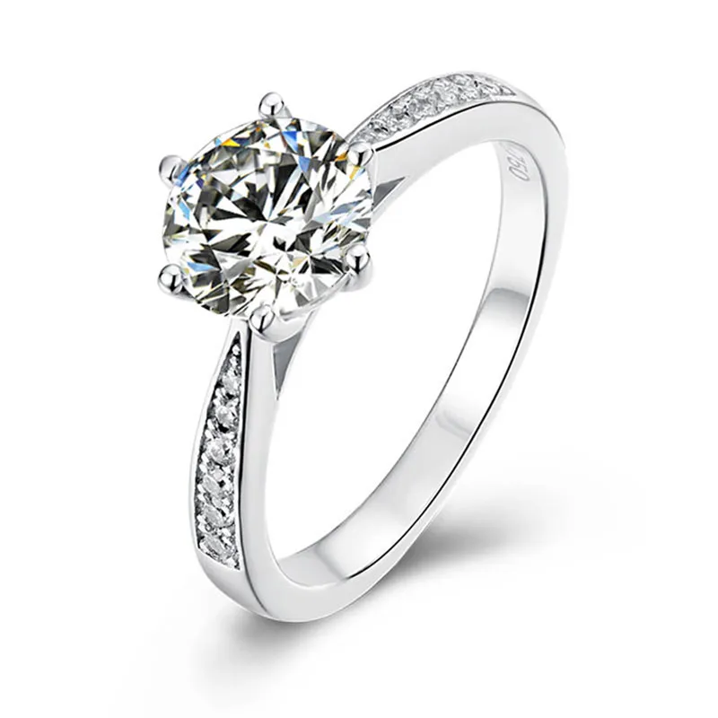 

High Quality real diamond 18k gold diamond wedding ring set six claws with side diamond, De