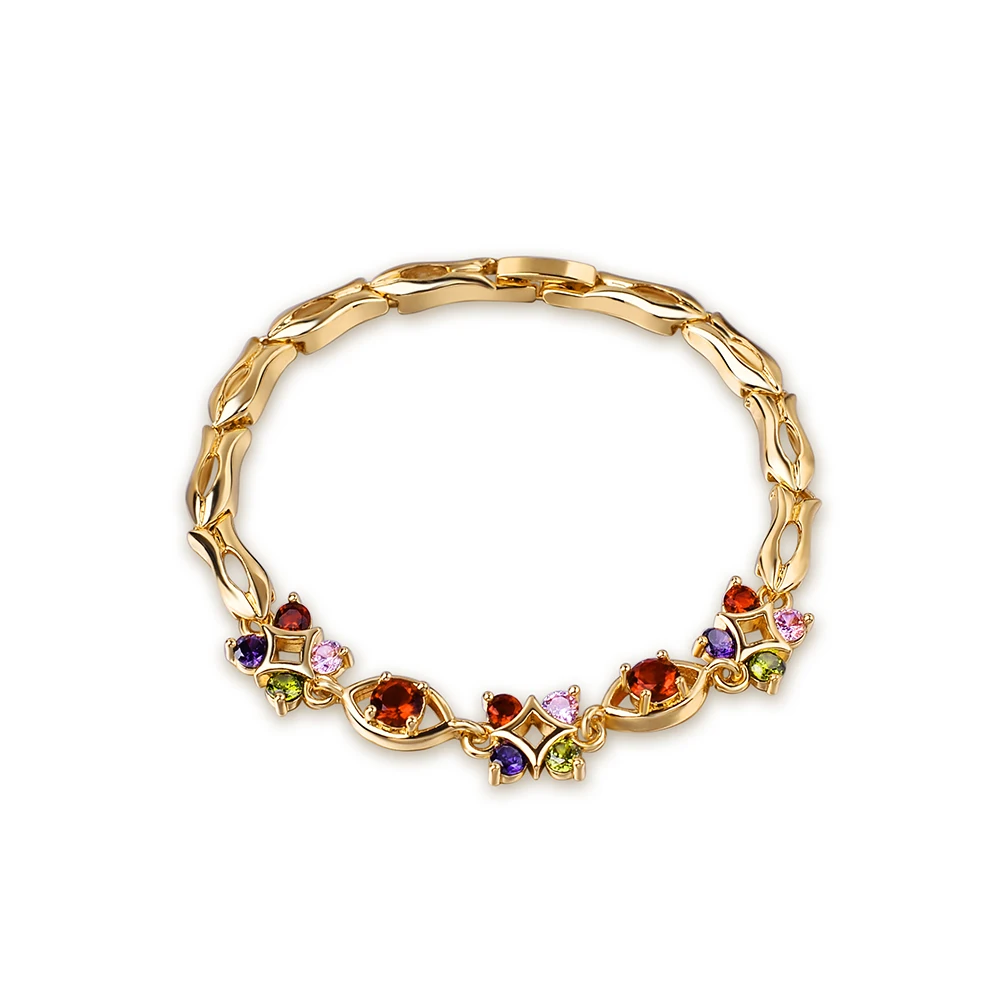 

50% Discount Fashion Gold Woman Brass Zircon Bracelets Beautiful Wedding Bracelet For Girlfriend